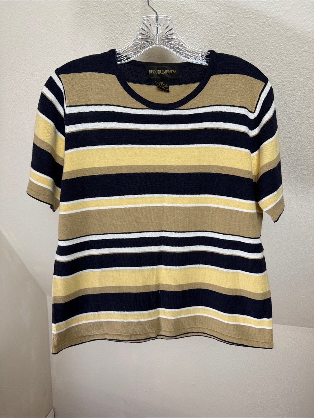 REQUIREMENTS Striped Short Sleeve Sweater Medium